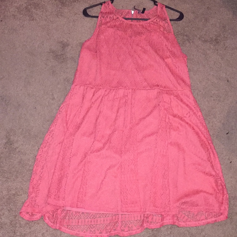 Salmon color lace skater dress